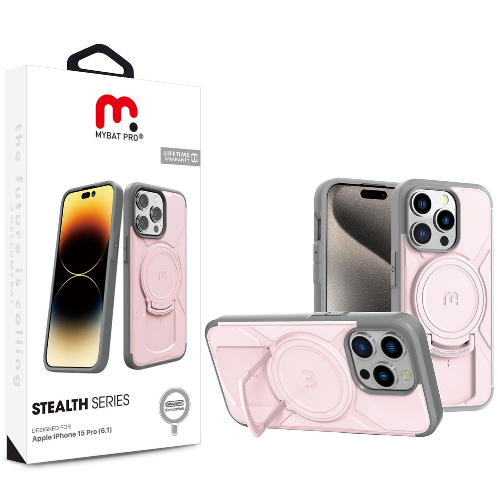 MyBat Pro Stealth Series w/ MagSafe Case for Apple iPhone 15 Pro - Pink / Grey