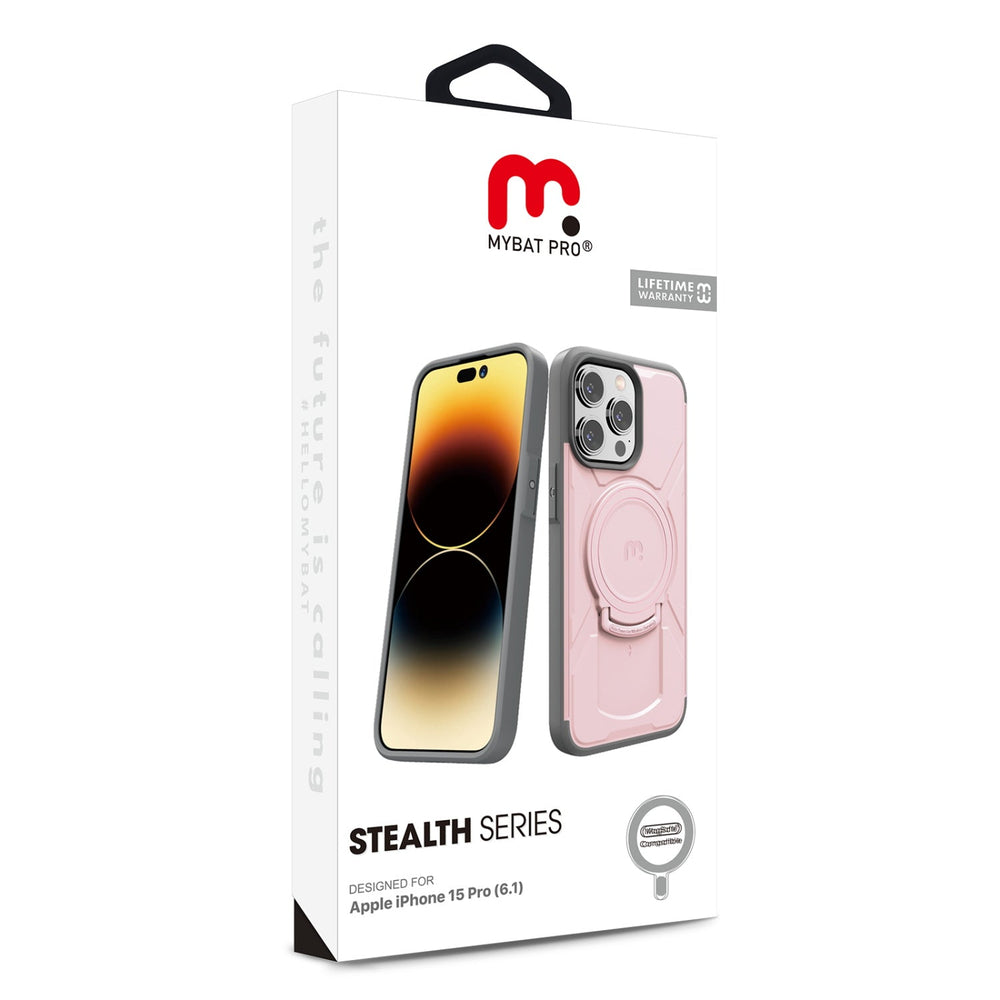 MyBat Pro Stealth Series w/ MagSafe Case for Apple iPhone 15 Pro - Pink / Grey