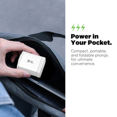 AmpNergy PowerSurge 40W+ Dual-Port GaN Charger with Retractable USB-C Cable - White