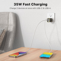 MyBat Pro 35W Dual-Port Digital Display GaN Wall Charger - Black