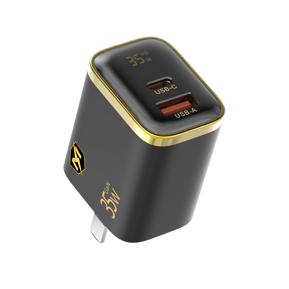 MyBat Pro 35W Dual-Port Digital Display GaN Wall Charger - Black