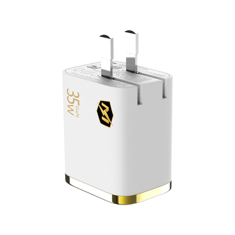 MyBat Pro 35W Dual-Port Digital Display GaN Wall Charger - White