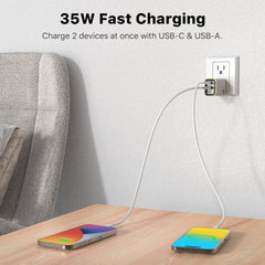 MyBat Pro 35W Dual-Port Digital Display GaN Wall Charger - White