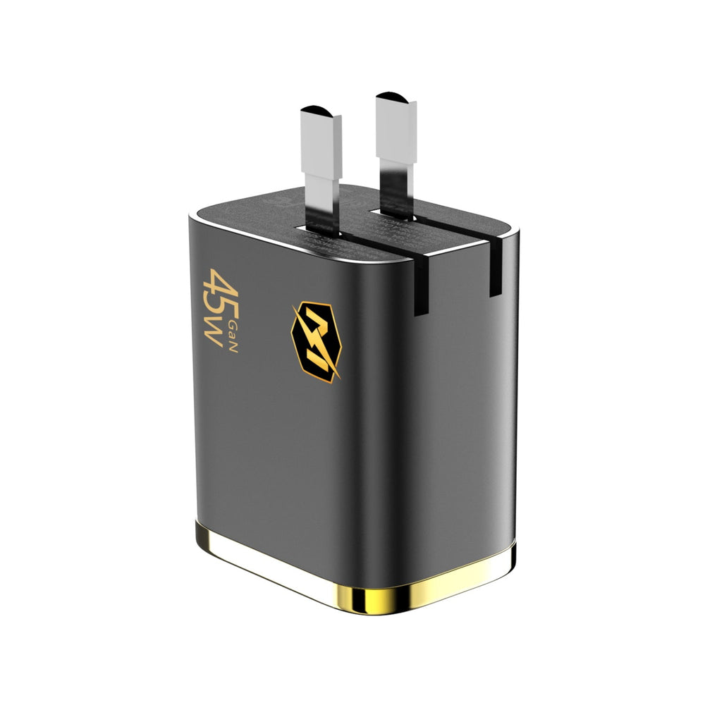 MyBat Pro 45W Dual-Port Digital Display GaN Wall Charger - Black