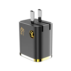 MyBat Pro 45W Dual-Port Digital Display GaN Wall Charger - Black