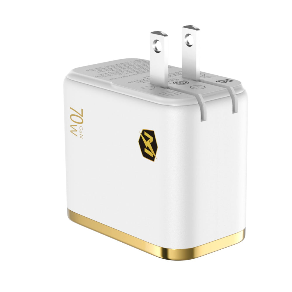 MyBat Pro 70W Three-Port Digital Display GaN Wall Charger - White