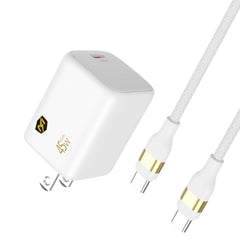 MYBAT PRO 45W USB-C PD Foldable GaN Wall Charger with 6FT USB-C Cable - White