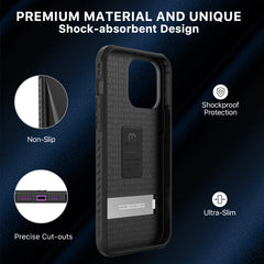 MyBat Pro Beyonder Series Case with Kickstand + Tempered Glass for Apple iPhone 14 Pro Max