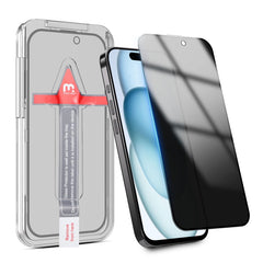 MyBat Pro Privacy Full Coverage Tempered Glass Screen Protector with Installation Tray for Apple iPhone 15