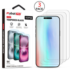 MyBat Pro Tempered Glass Screen Protector (2.5D)(3-pack) for Apple iPhone 17 Pro Max / 16 Pro Max