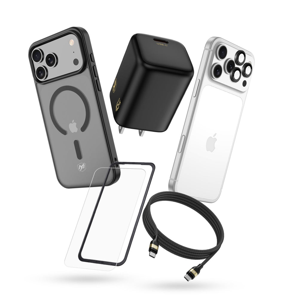 MyBat Pro iPhone 18 Pro Max / 17 Pro Max Bundle # 2 - Smoke Case / Black Charger + Cable