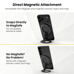 MyBat Pro CircleBack 360° Rotating Dual-Sided MagSafe Ring Stand - Black