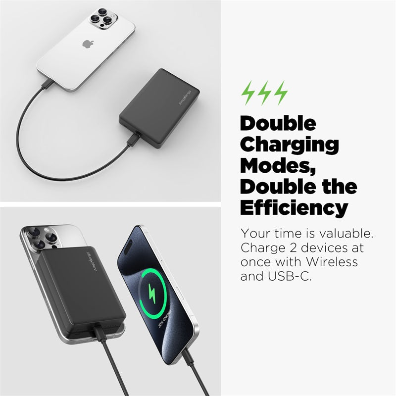 AmpNergy MagVault Slim Magnetic Power Bank – 10000mAh - BlackMyBat Pro