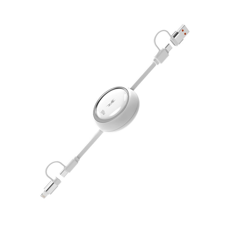 AmpNergy PowerLines 4 - in - 1 Dual - Retractable Charging Cable - 3FT - WhiteMyBat Pro