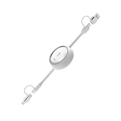AmpNergy PowerLines 4 - in - 1 Dual - Retractable Charging Cable - 3FT - WhiteMyBat Pro
