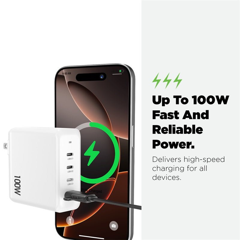 AmpNergy PowerLines 4 - in - 1 Dual - Retractable Charging Cable - 3FT - WhiteMyBat Pro