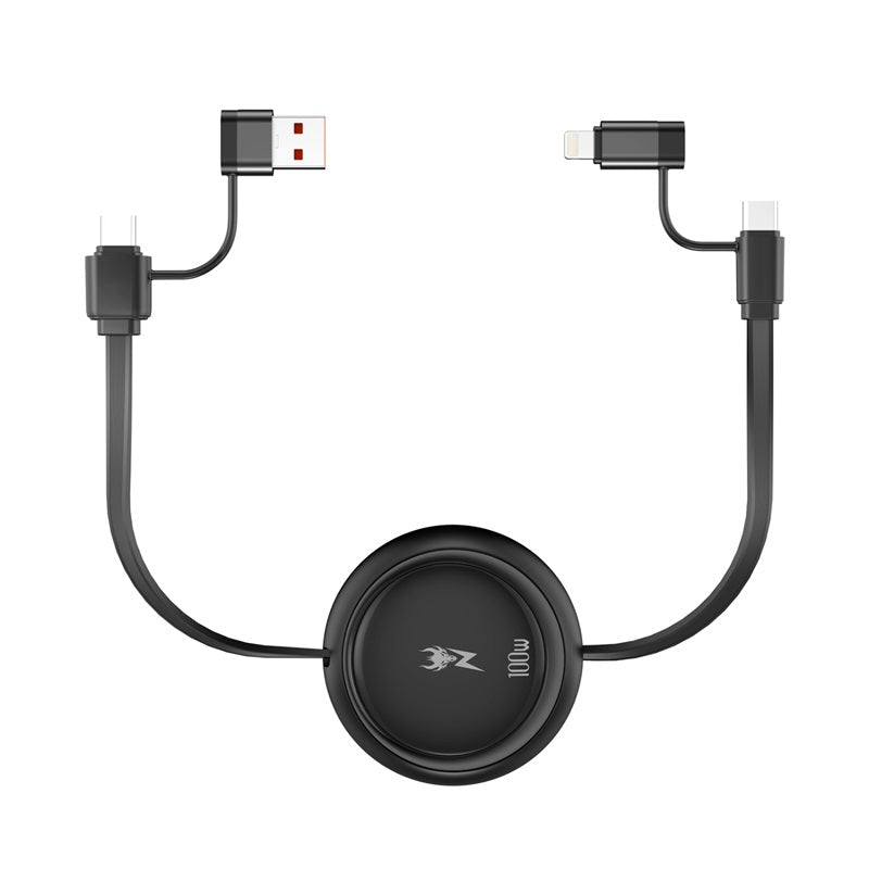 AmpNergy PowerLines 4 - in - 1 Dual - Retractable Charging Cable - 3FT - WhiteMyBat Pro