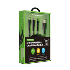 AmpNergy PowerLines 5 - in - 1 Universal Charging Cable (L=10 FT) - BlackMyBat Pro