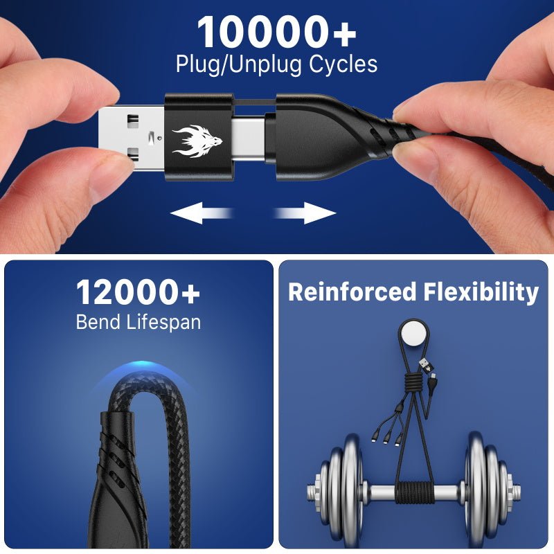 AmpNergy PowerLines 5 - in - 1 Universal Charging Cable (L=4 FT) - BlackMyBat Pro
