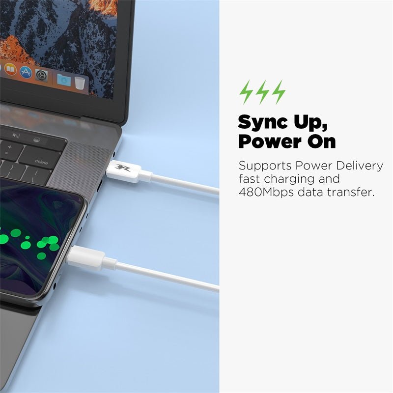 AmpNergy PowerLines USB - C to USB - C Cable - 6FT - WhiteMyBat Pro