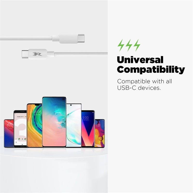 AmpNergy PowerLines USB - C to USB - C Cable - 6FT - WhiteMyBat Pro