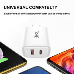 AmpNergy PowerSurge 12W Dual - Port Wall Charger (USB - C + USB - A)AmpNergy