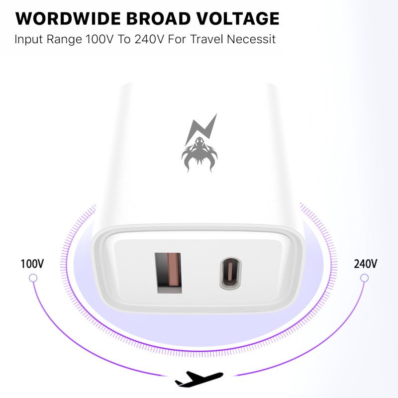 AmpNergy PowerSurge 12W Dual - Port Wall Charger (USB - C + USB - A)AmpNergy