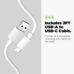 AmpNergy PowerSurge 12W Dual - Port Wall Charger with USB - A to USB - C CableAmpNergy