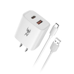 AmpNergy PowerSurge 12W Dual - Port Wall Charger with USB - A to USB - C CableAmpNergy