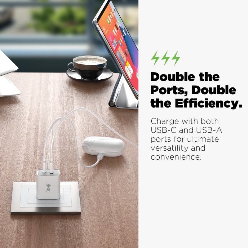 AmpNergy PowerSurge 12W Dual - Port Wall Charger with USB - A to USB - C CableAmpNergy
