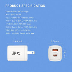 AmpNergy PowerSurge 20 Fast Dual - Port Charger w/ Foldable PlugMyBat Pro