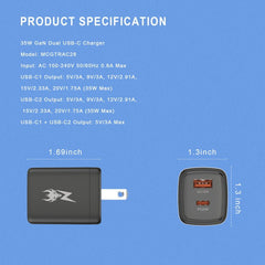 AmpNergy PowerSurge 20 Fast Dual - Port Charger w/ Foldable PlugMyBat Pro