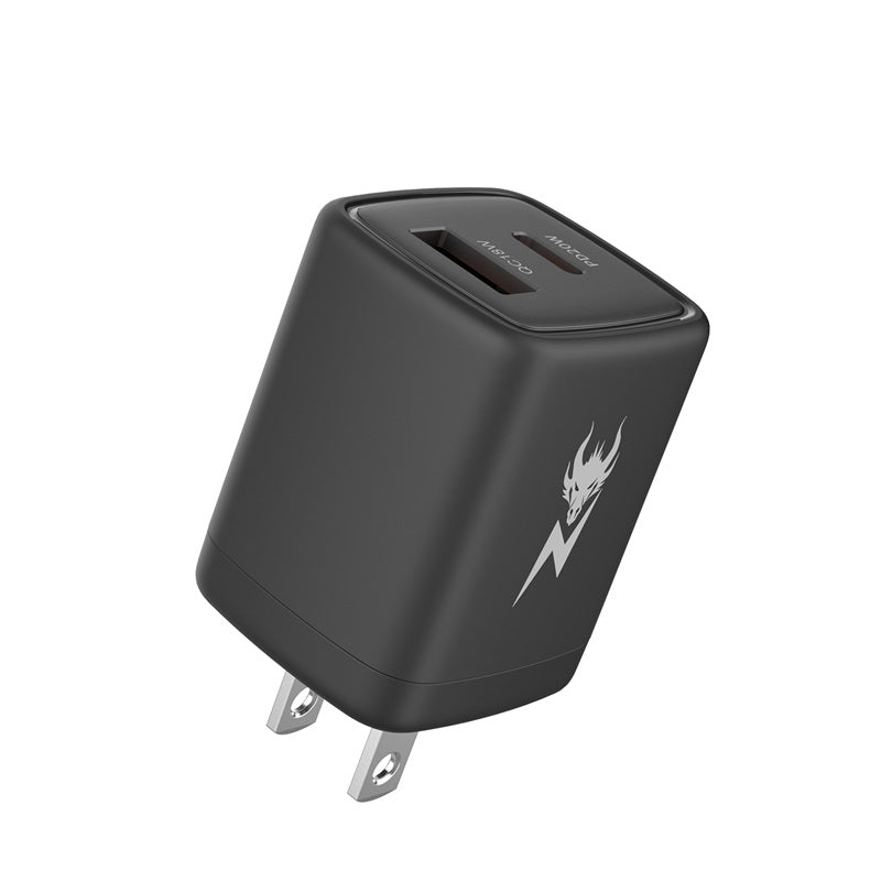 AmpNergy PowerSurge 20 Fast Dual - Port Charger w/ Foldable PlugMyBat Pro