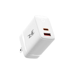AmpNergy PowerSurge 30 Fast Dual - Port Charger w/ Foldable Plug - WhiteMyBat Pro