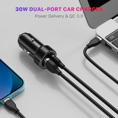 AmpNergy PowerSurge 30W Fast Dual - Port Car Charger - BlackMyBat Pro