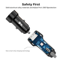 AmpNergy PowerSurge 30W Fast Dual - Port Car Charger - BlackMyBat Pro