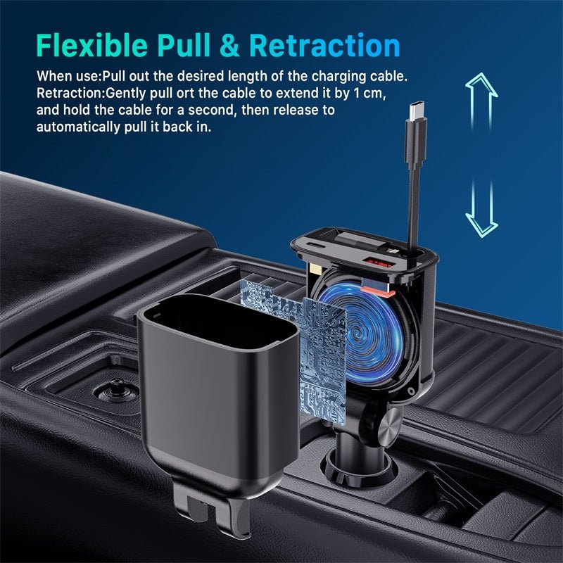 AmpNergy Speedemon 105+ 4 - in - 1 Car Charger w/ Dual Ports & Retractable CablesMyBat Pro