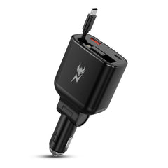 AmpNergy Speedemon 105+ 4 - in - 1 Car Charger w/ Dual Ports & Retractable CablesMyBat Pro