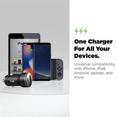 AmpNergy Speedemon 12W Fast Dual - Port Car Charger - BlackAmpNergy