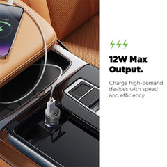 AmpNergy Speedemon 12W Fast Dual - Port Car Charger - BlackAmpNergy