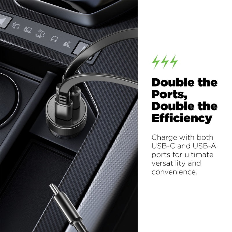 AmpNergy Speedemon 12W Fast Dual - Port Car Charger - BlackAmpNergy