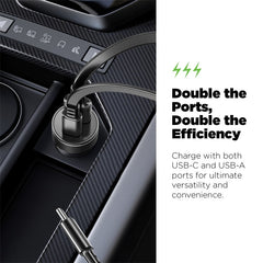 AmpNergy Speedemon 12W Fast Dual - Port Car Charger - BlackAmpNergy