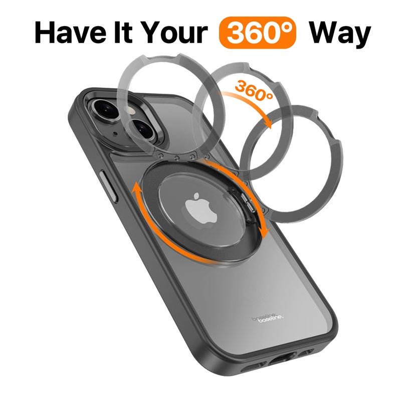 baseline RingRound 360° Kickstand Case w/ MagSafe for Apple iPhone 15 - BlackMyBat Pro
