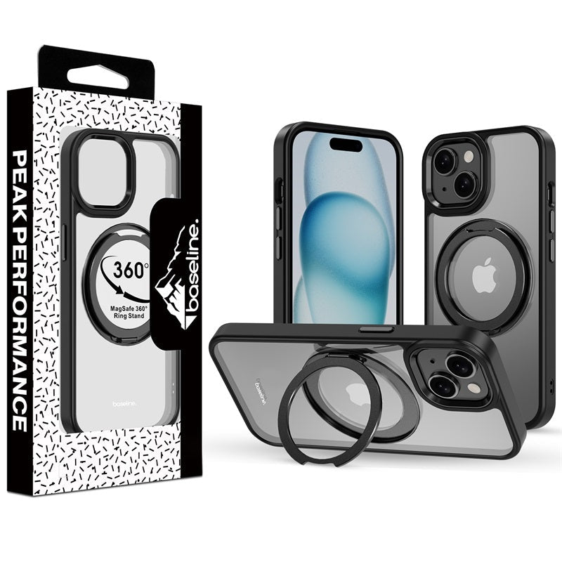 baseline RingRound 360° Kickstand Case w/ MagSafe for Apple iPhone 15 - BlackMyBat Pro