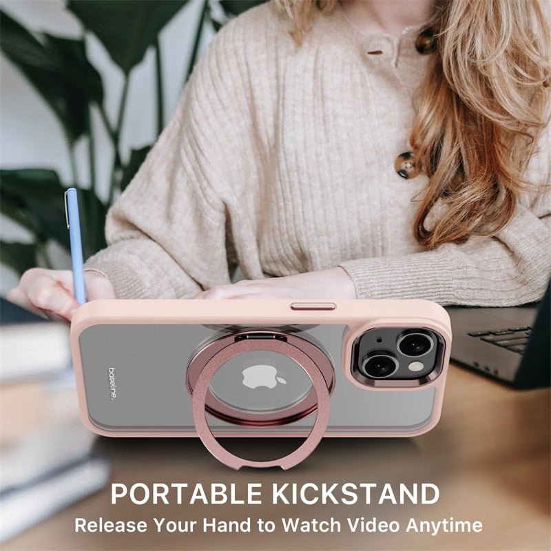 baseline RingRound 360° Kickstand Case w/ MagSafe for Apple iPhone 15 - PinkMyBat Pro