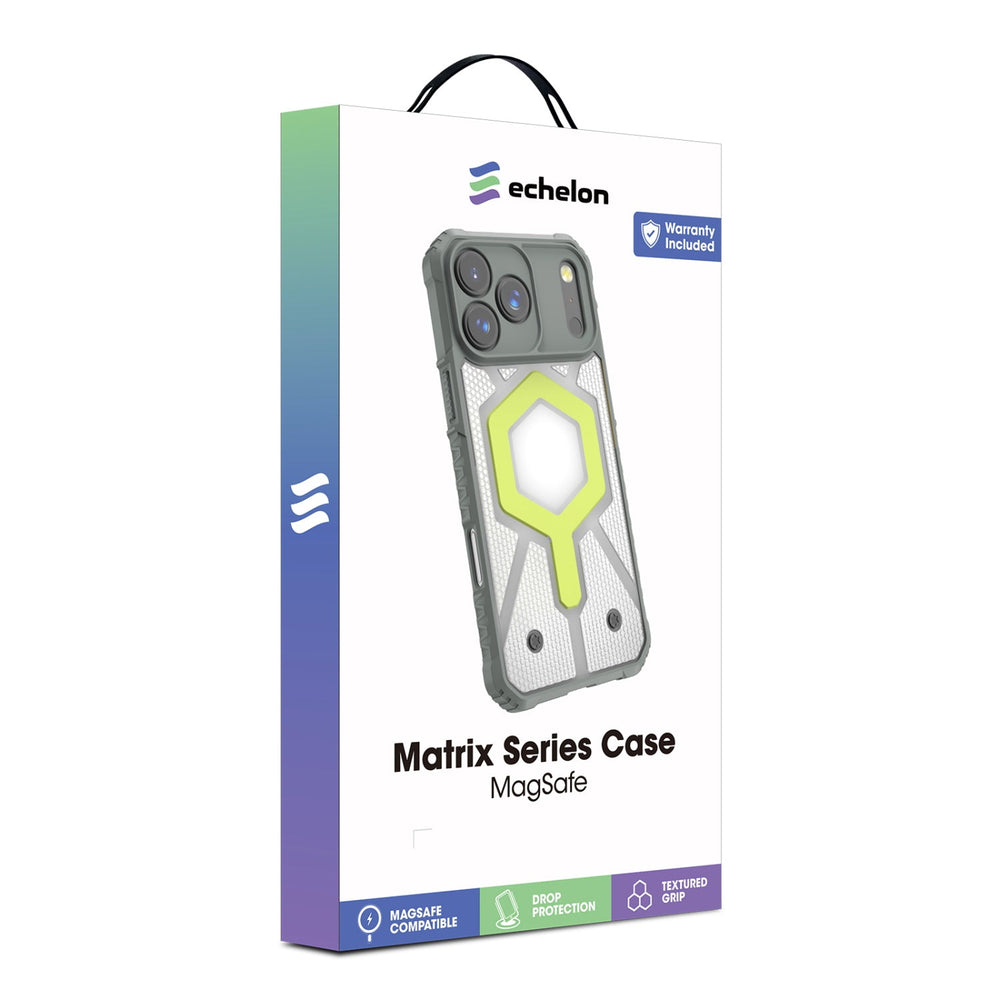 echelon Matrix Series MagSafe Case for Apple iPhone 18 Pro / 17 Pro - Grey + Green