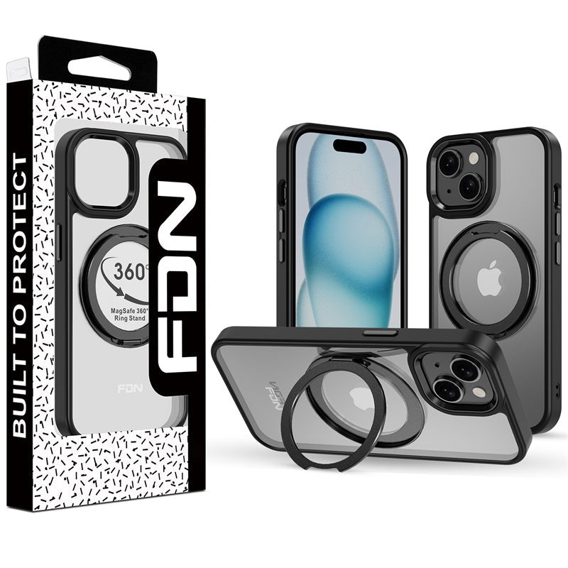 FDN RingRound 360° Kickstand Case w/ MagSafe for Apple iPhone 15 (6.1) - PinkMyBat Pro