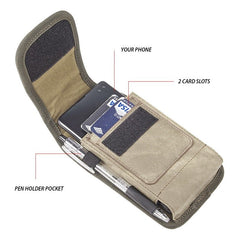 LUXMO Extra Large Horizontal Universal Pouch w/ Dual Card Slots - Light Brown Denim FabricMyBat Pro