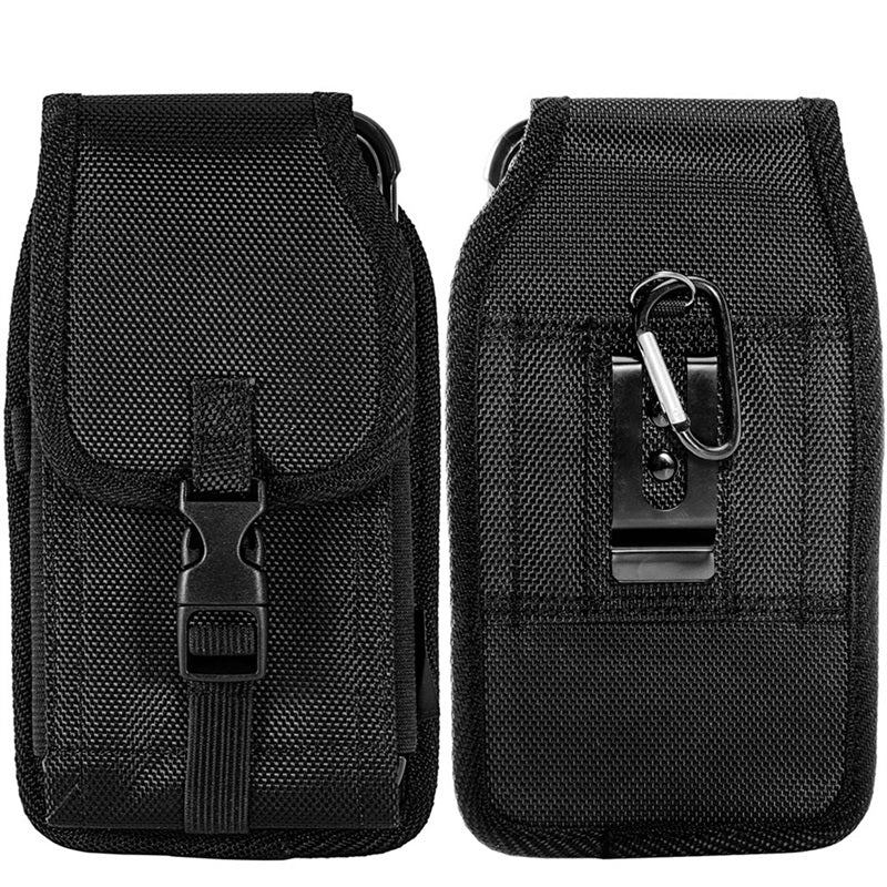 LUXMO Extra Large Vertical Universal Leather Pouch w/ Front Buckle - Black (Retail Packaging)MyBat Pro
