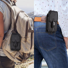 LUXMO Extra Large Vertical Universal Leather Pouch w/ Front Buckle - BlackMyBat Pro